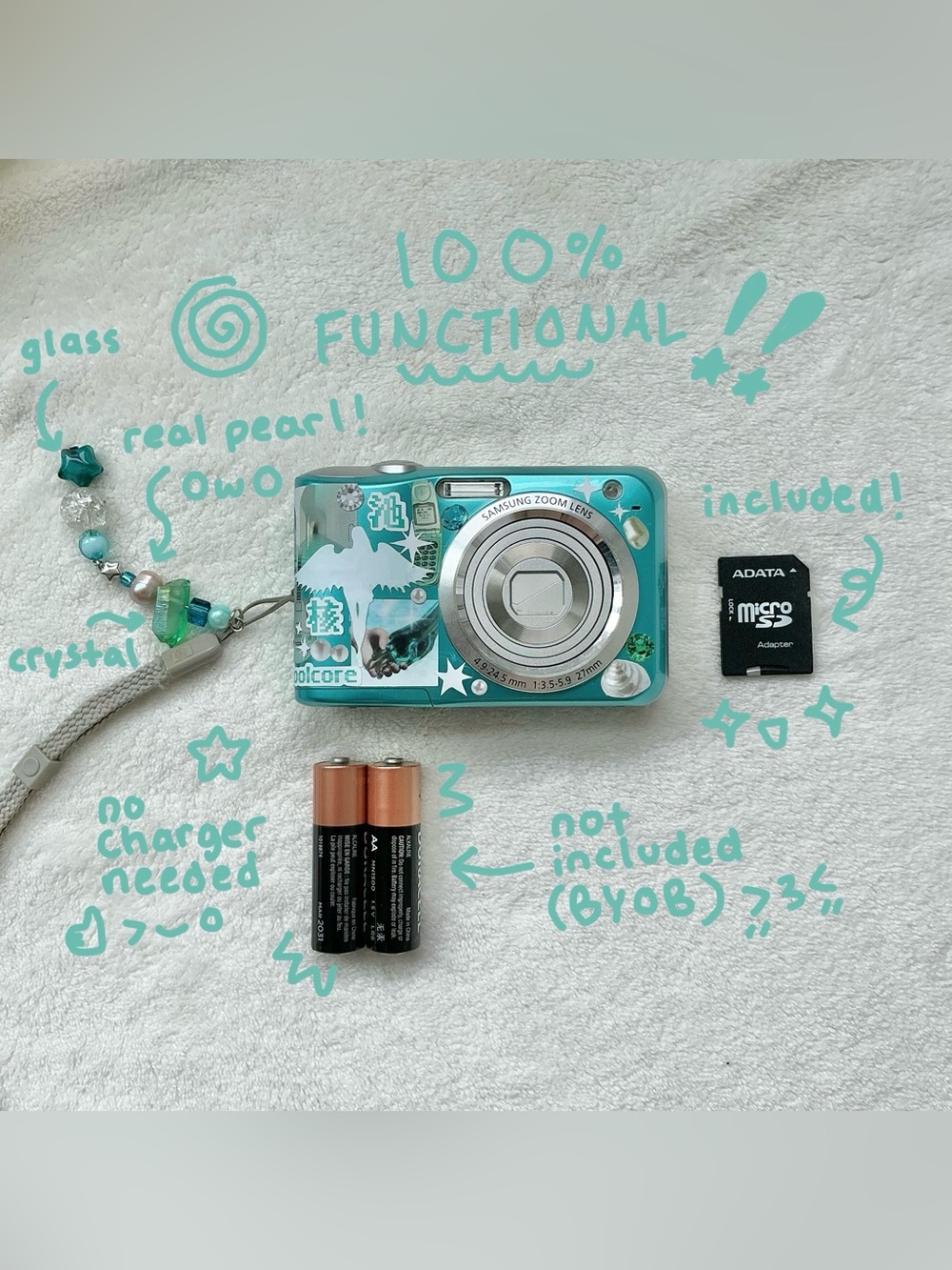 Samsung Teal Aqua Blue Digital Camera Digicam Vintage y2k